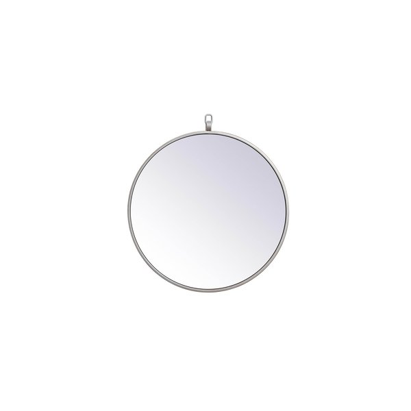 Elegant Decor Metal Frame Round Mirror With Decorative Hook 18 Inch In Silver MR4718S